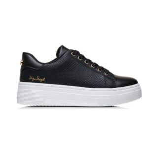 Sneakers Μαύρα Caual Με Χοντρή Λευκή Σόλα