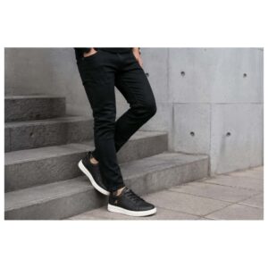 Sneakers Μαύρα Caual Με Χοντρή Λευκή Σόλα